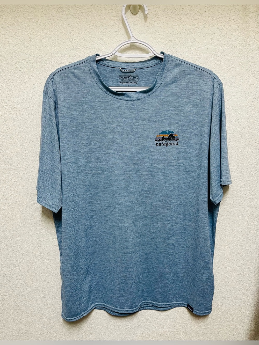 PATAGONIA Blue Heather Capilene Cool Daily Graphic Shirt Men’s Size L